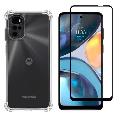 Kit Capa Anti Impactos + Película 3d De Vidro Para Moto G22