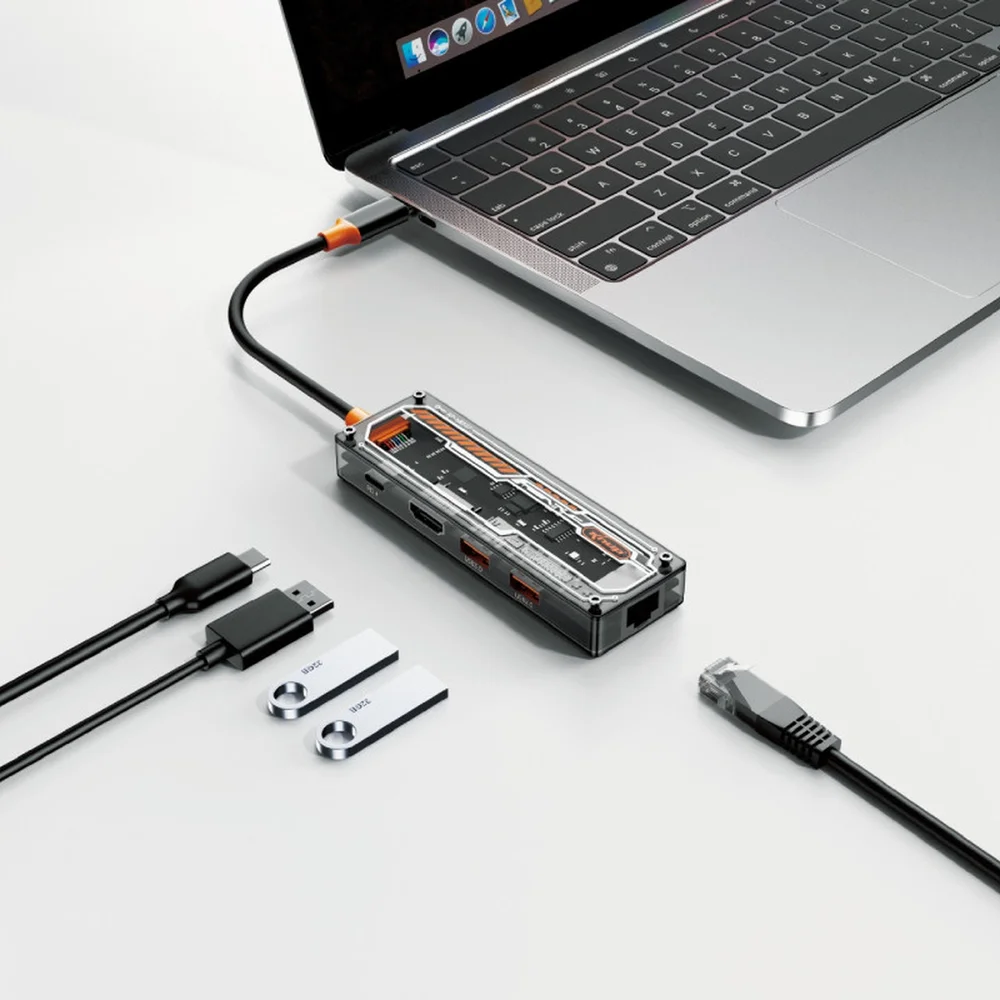 Imagem 2 de 3 do produto Hub Usb Multifunção HDMI Rj45 Usb-c 3.0 4k Knup Kp-hb507
