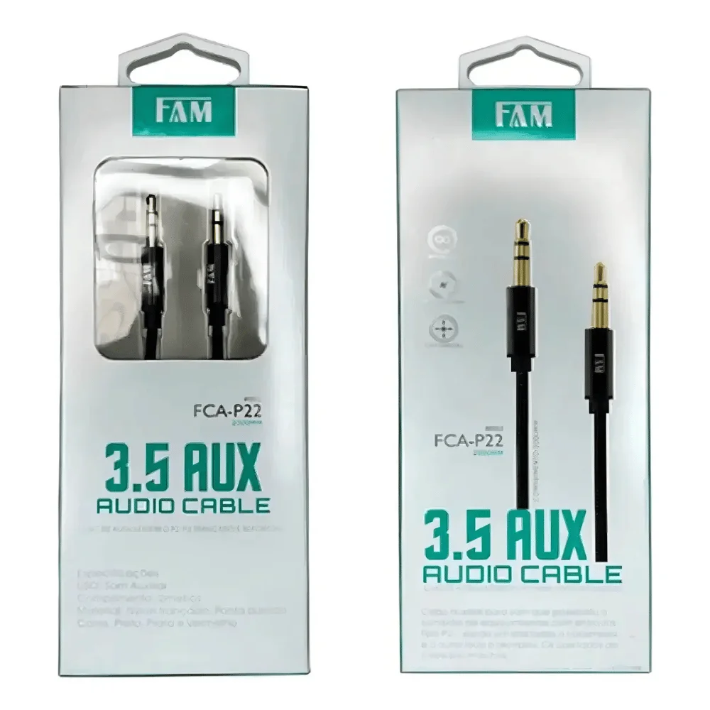 Imagem 2 de 4 do produto Cabo De Audio P2 3.5mm 1.2m Fam Fca-p21