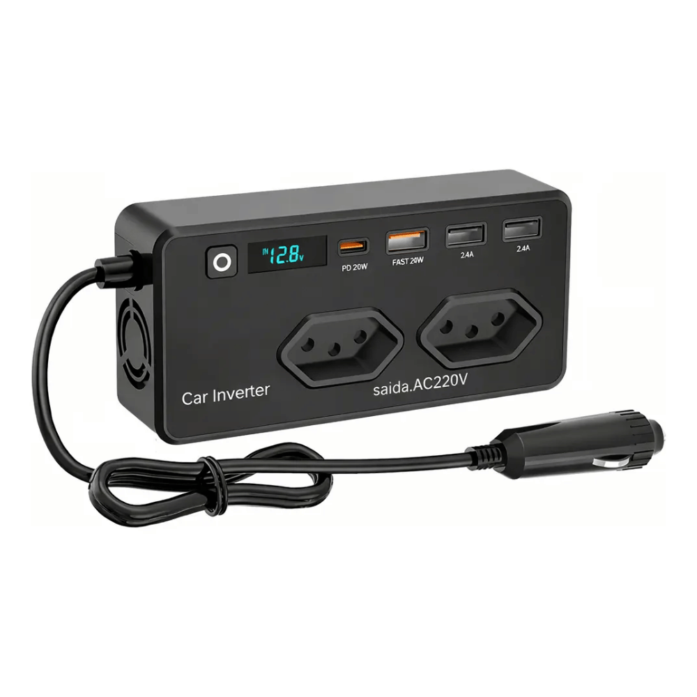 Inversor Veicular 350w 220v/12v (1 Usb-c + 3 Usb-a + 2t) Peining Pei-nb02