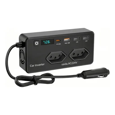 Inversor Veicular 350w 220v/12v (1 Usb-c + 3 Usb-a + 2t) Peining Pei-nb02