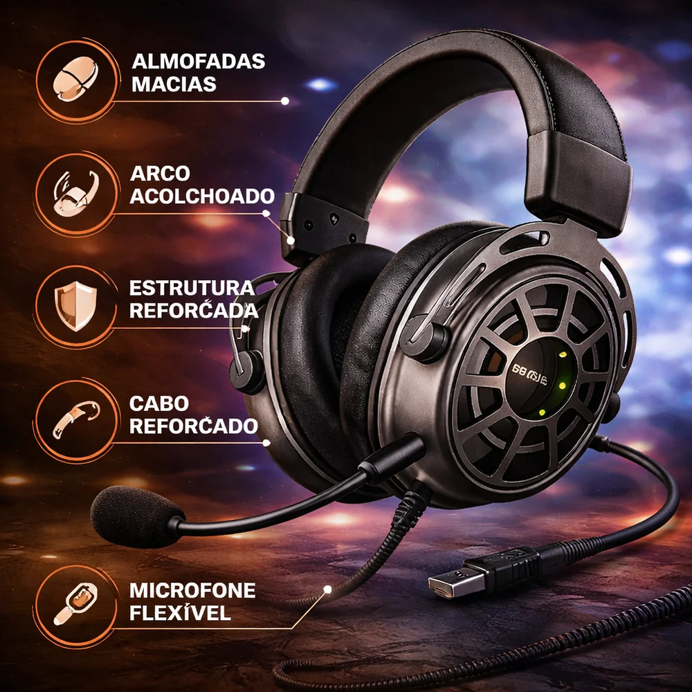 Imagem 4 de 5 do produto Fone Headset Gamer RGB Com Microfone Peining