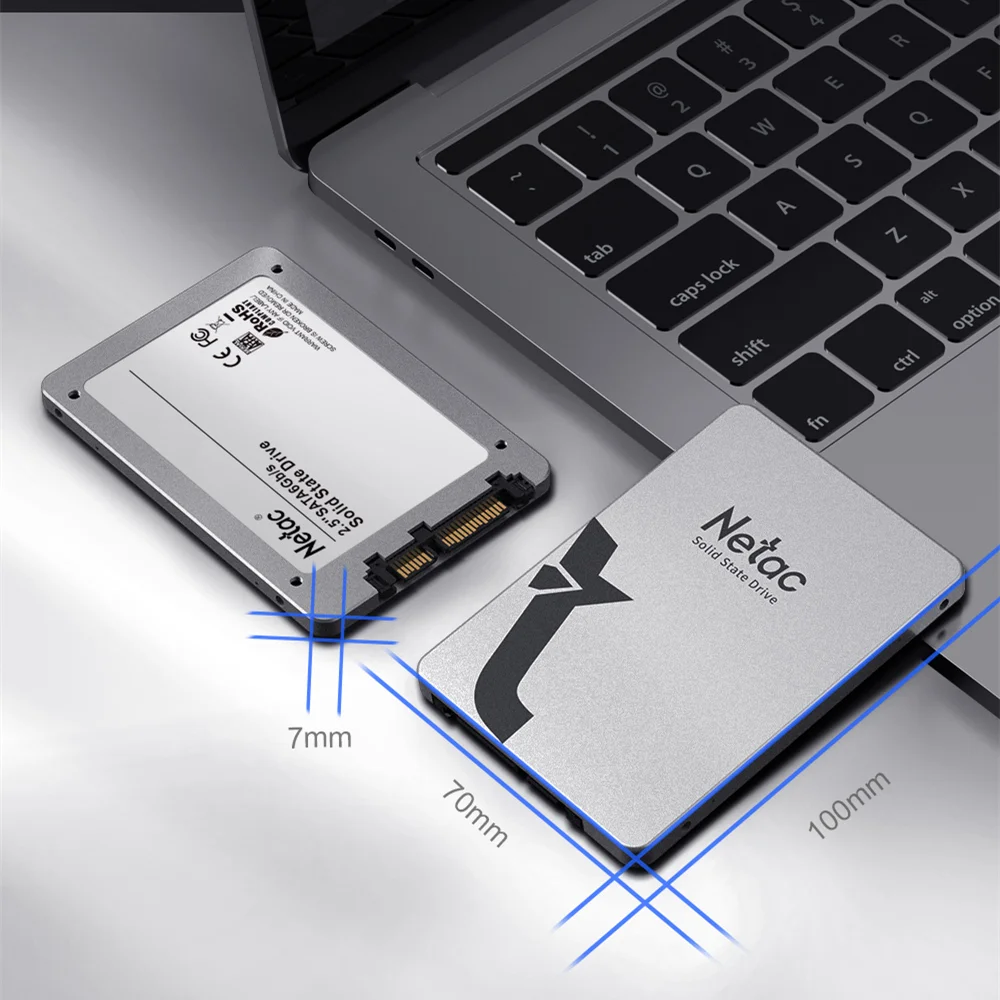 Imagem 2 de 5 do produto SSD Netac 512GB SATA III Leitura 560 MB/s Gravação 520 MB/s 3D Nand - Prata
