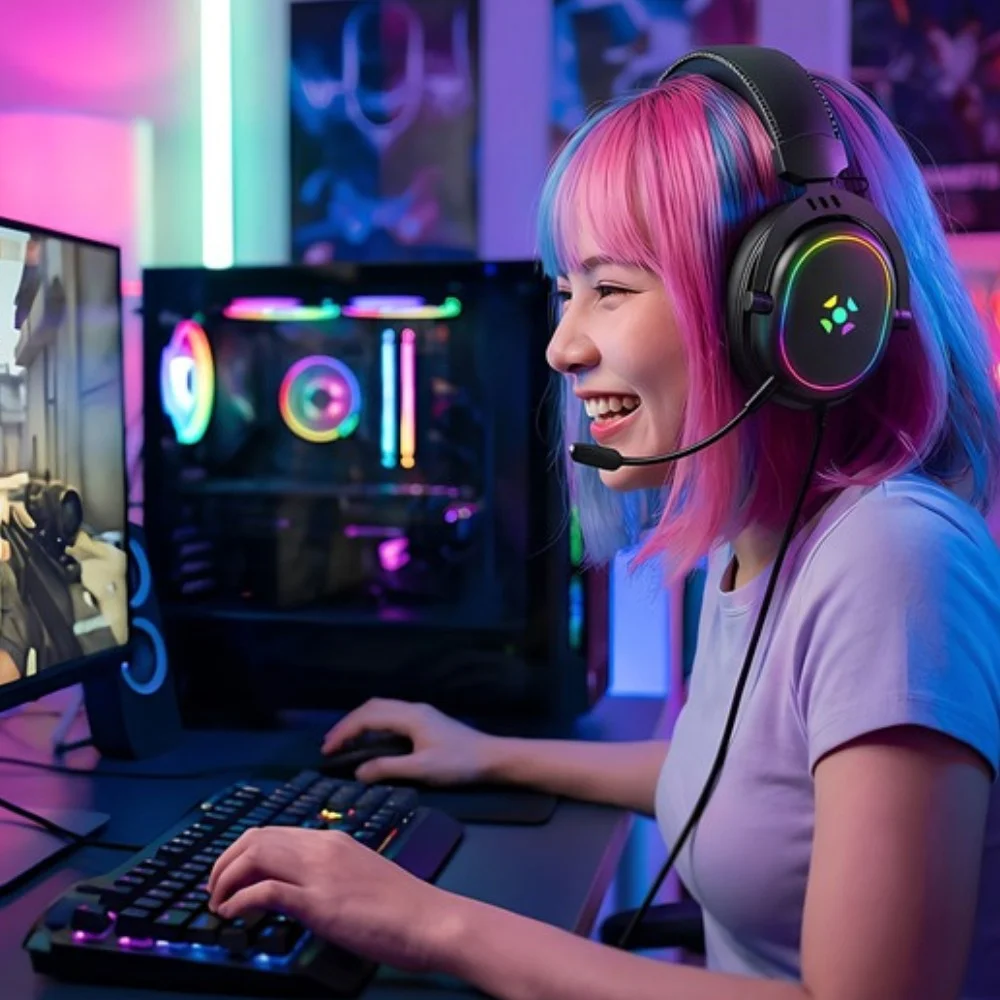 Headset Gamer, Fortrek, Win, Com Fio, Driver 50mm, Conexão P3 3,5 Mm + Usb, RGB, Preto - 86950