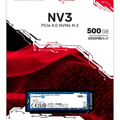 SSD Kingston NV3, 500 GB, M.2 2280, PCIe 4.0 x4, NVMe, Leitura: 5000 MB/s, Gravação: 3000 MB/s, Azul - SNV3S/500G