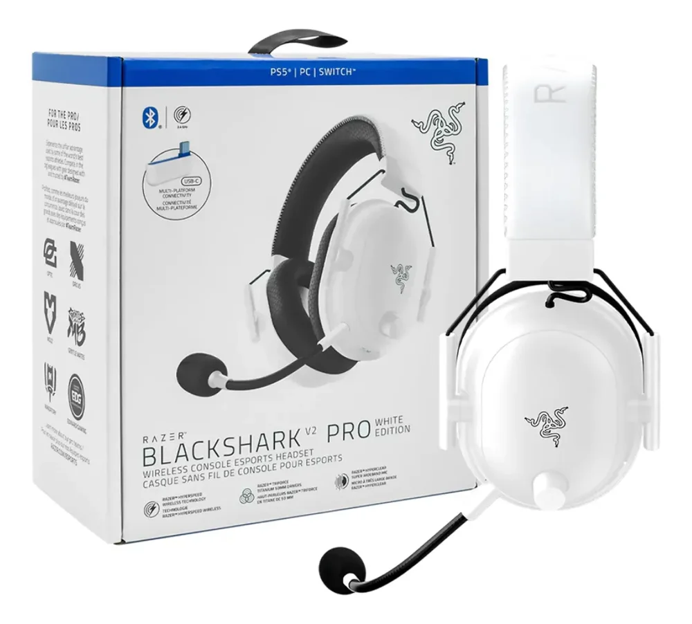 Headset Razer Blackshark V2 Pro Wireless Branco Headset Razer Blackshark V2 Pro Wireless Branco