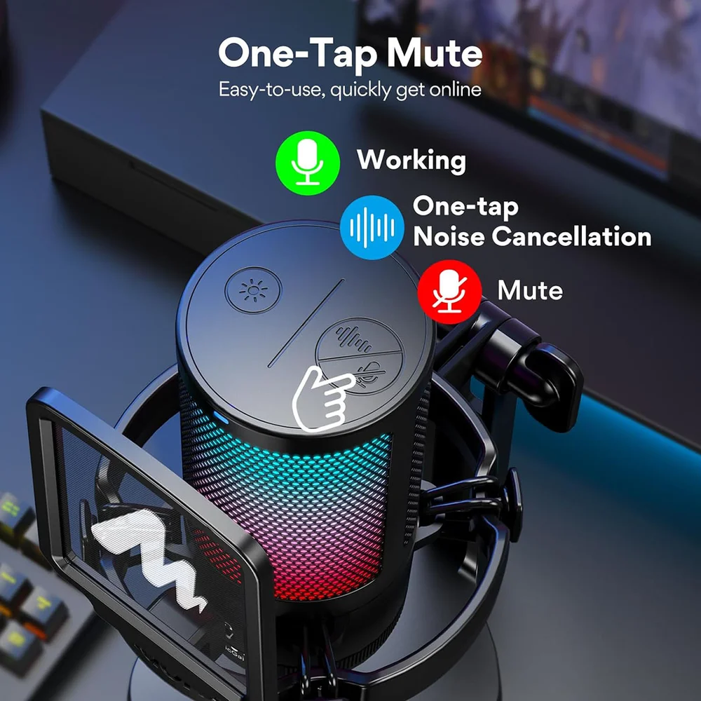 Imagem 3 de 5 do produto Microfone Com Suporte Dgm20 RGB Maono Preto