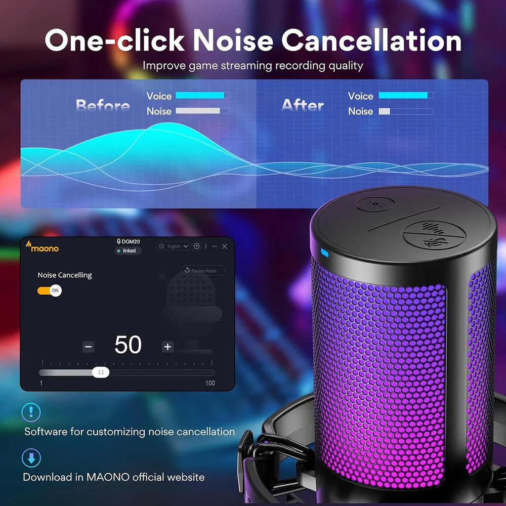Imagem 4 de 5 do produto Microfone Com Suporte Dgm20 RGB Maono Preto