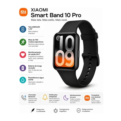 Relógio Smartwatch Mi Xiaomi Smart Band 10 Pro Gps, Modelo M2552b1, Versão Global - Preto — foto 5