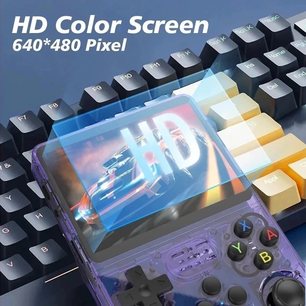 Console Retro R36s Portátil Roxo Vídeo Game Tela Ips 3.5 64gb Mais De 10.000 Emula Vários Jogo
