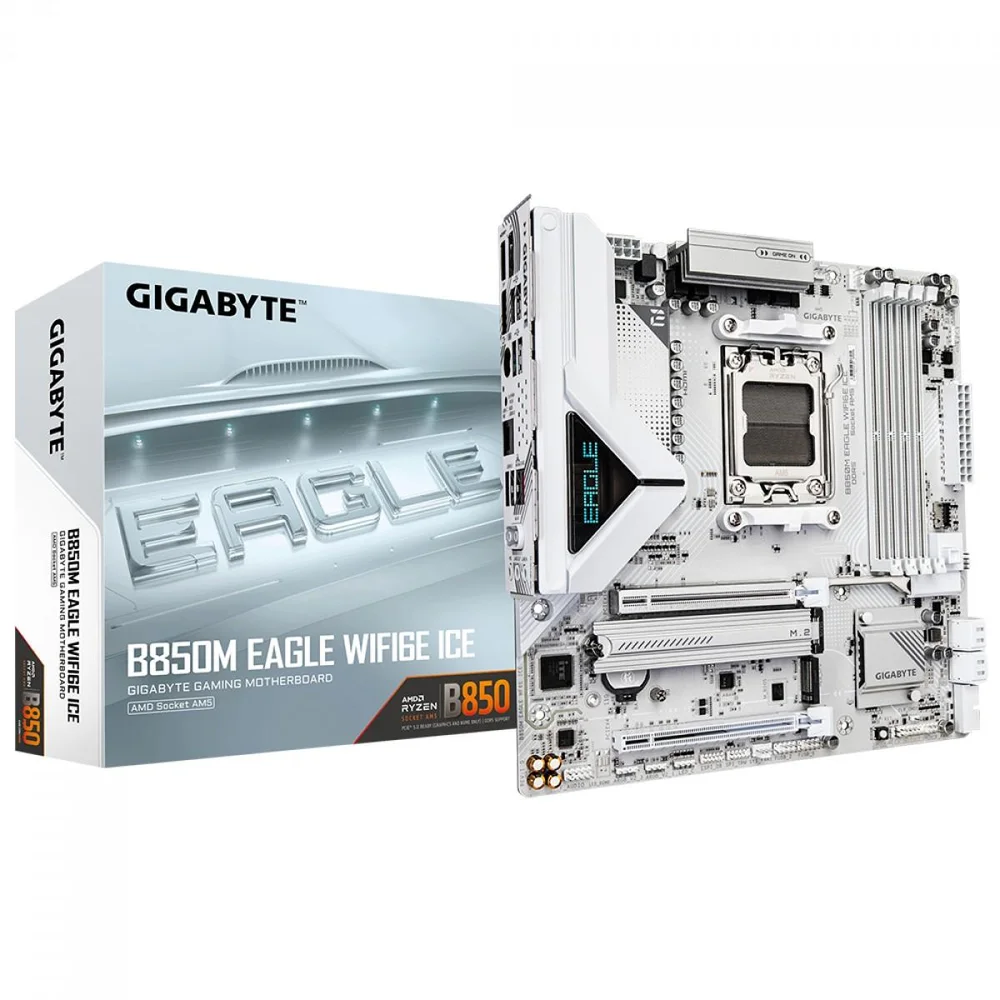 Placa Mãe Gigabyte B850m Eagle Wifi6e Ice, Chipset B850, Amd Am5, M-atx, Ddr5