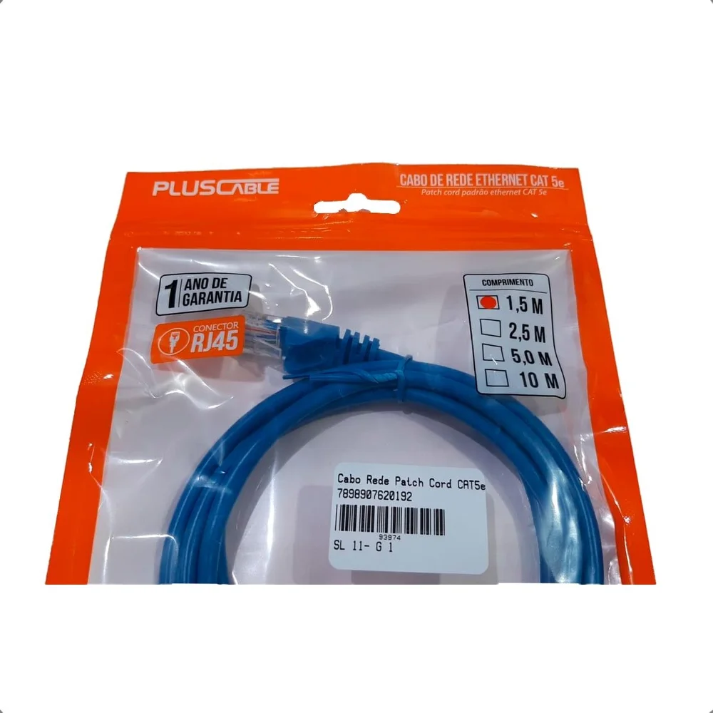 Imagem 3 de 5 do produto Cabo De Rede Cat 5e 1.5 Metros (azul)
