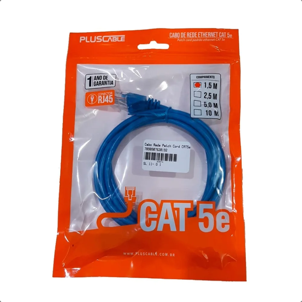 Imagem 4 de 5 do produto Cabo De Rede Cat 5e 1.5 Metros (azul)