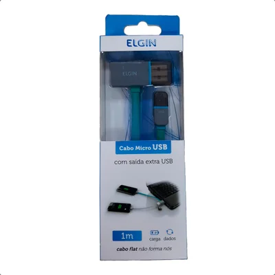 Cabo Usb Com Saída Usb - Flat Azul 1m - 46rc2usbmi1m