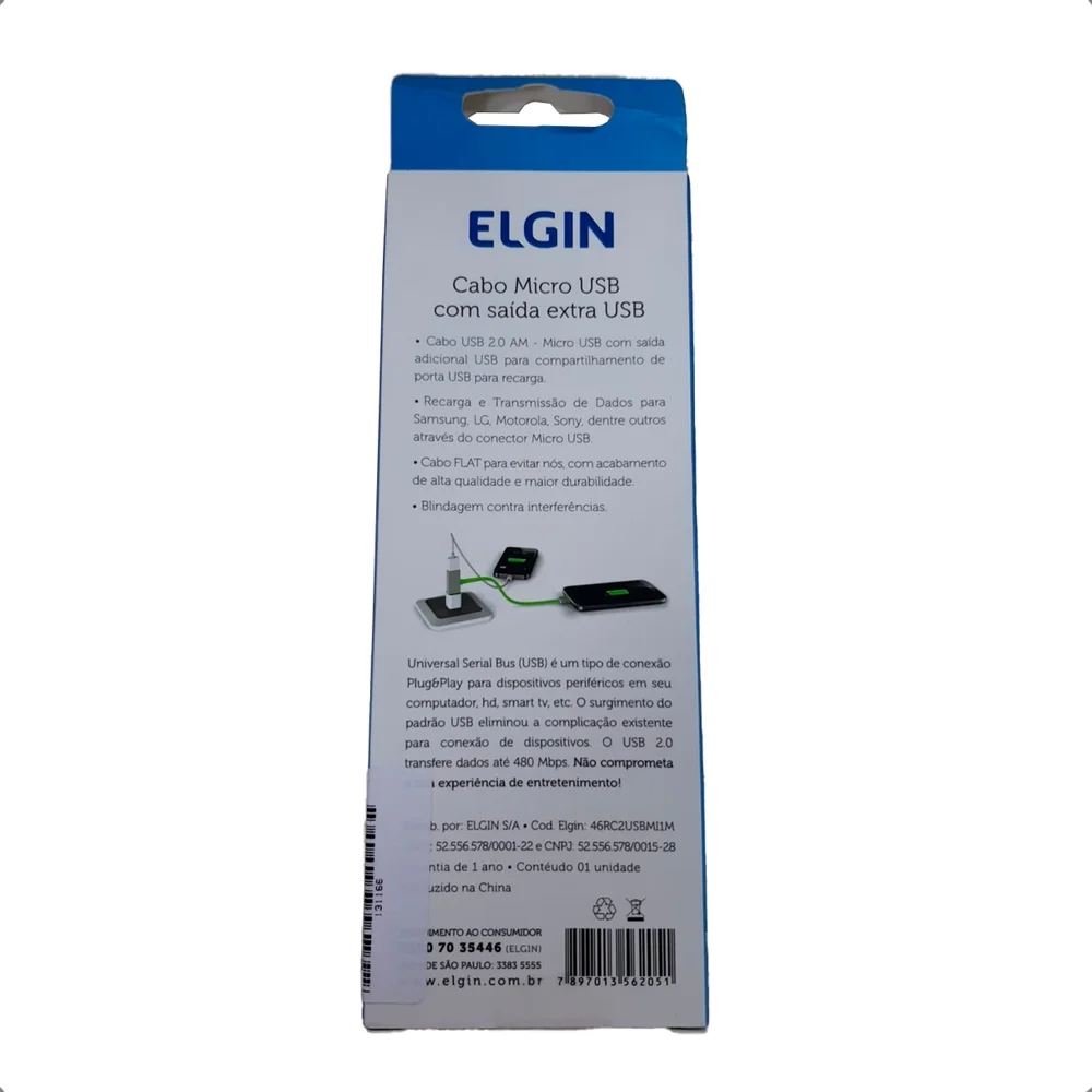 Imagem 2 de 5 do produto Cabo Usb Com Saída Usb - Flat Azul 1m - 46rc2usbmi1m