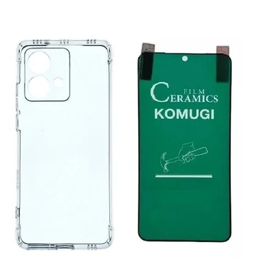 Kit Capinha Anti Choque + Película Cerâmica Para Moto Edge 40 Neo