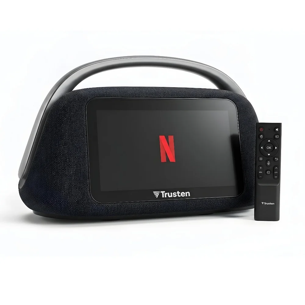 Imagem 2 de 3 do produto Caixa De Som Trusten Smart Display LED 120w Com Tela Touch 10,1 Android, Função Tv, Wi-fi E Bluetooth Hd1016 - Grafite