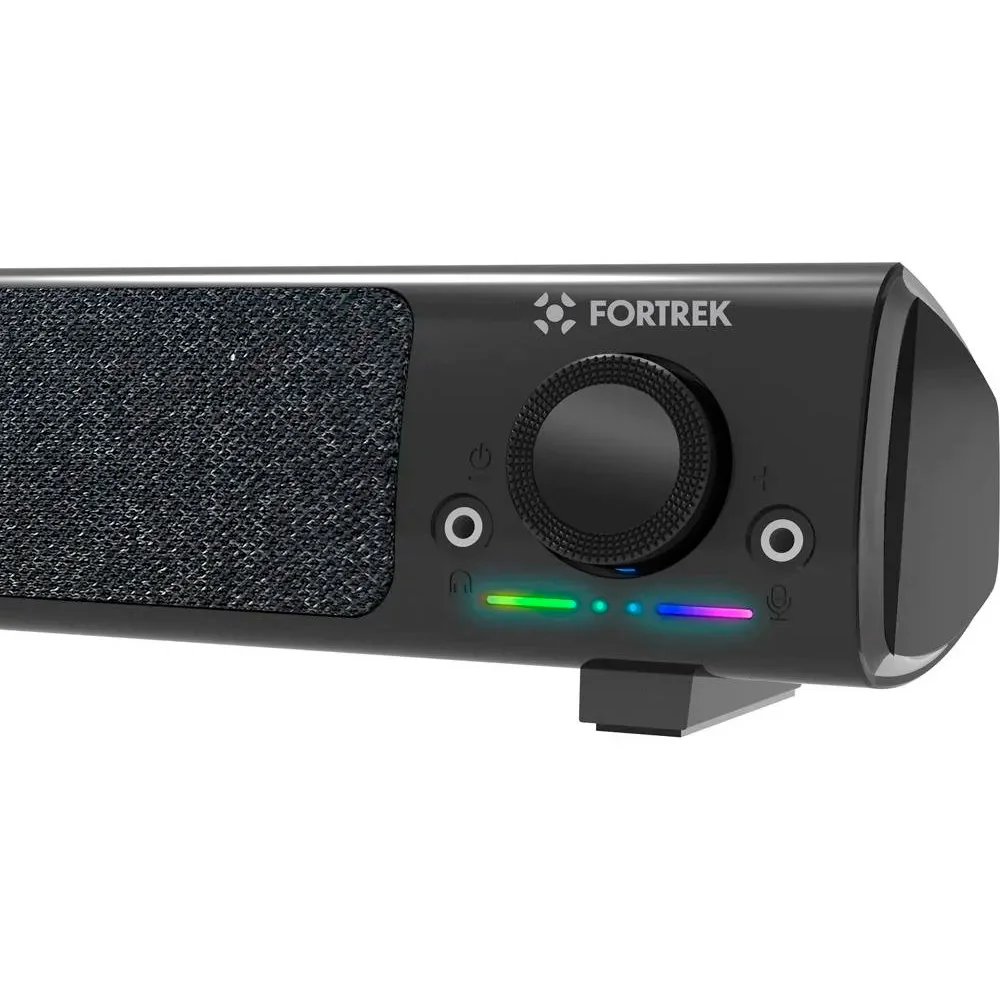 Imagem 5 de 5 do produto Soundbar, Caixa De Som, Gamer, Fortrek Sonar, Com Fio, Cabo 2 X P2 (áudio + Microfone) E 1x Usb (alimentação), RGB, Potência 7w, Preta