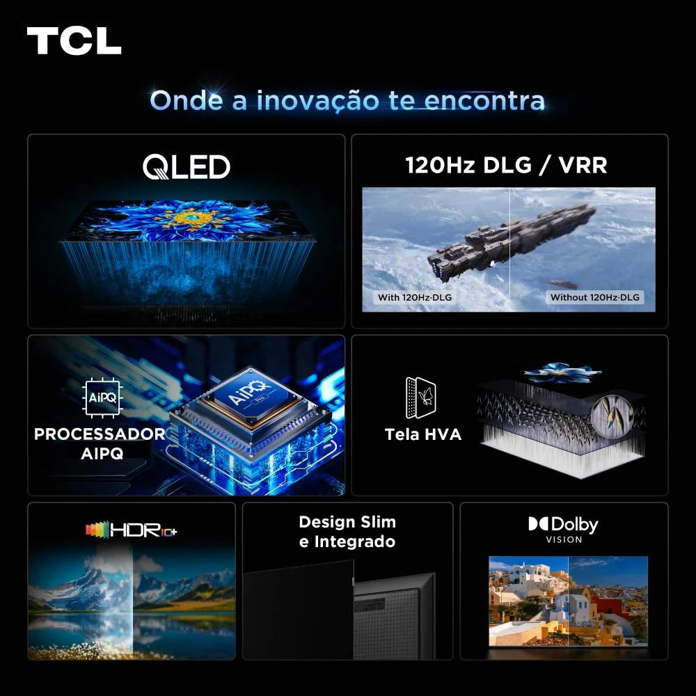 Smart Tv Tcl 55 " QLED 4k P7l Wifi Bluetooth Google Tv Hdr10+ 120 Hz Vrr Aipq 55p7l Smart Tv Tcl 55 " QLED 4k P7l Wifi Bluetooth Google Tv Hdr10+ 120 Hz Vrr Aipq 55p7l