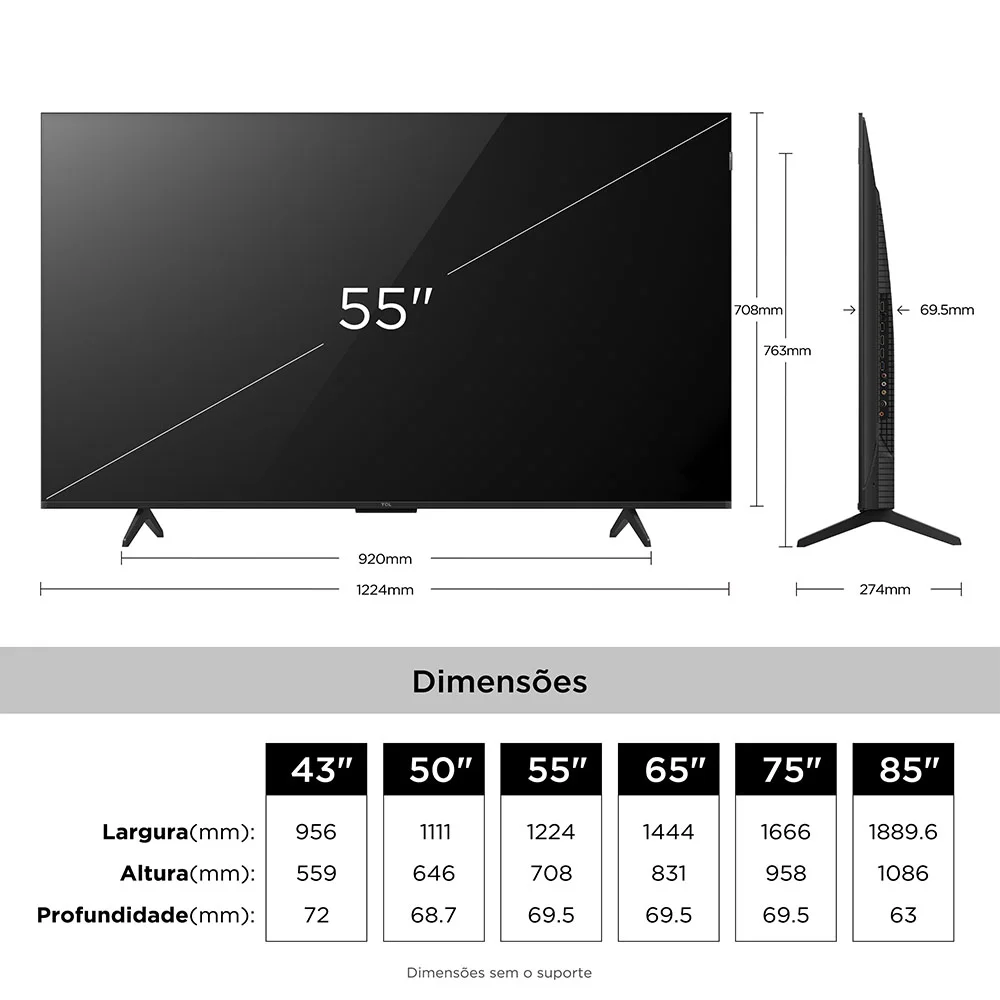 Smart Tv Tcl 55 " QLED 4k P7l Wifi Bluetooth Google Tv Hdr10+ 120 Hz Vrr Aipq 55p7l Smart Tv Tcl 55 " QLED 4k P7l Wifi Bluetooth Google Tv Hdr10+ 120 Hz Vrr Aipq 55p7l