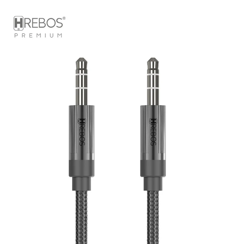 Imagem 4 de 5 do produto Cabo Auxiliar Áudio P2 1m Hrebos Premium Cb-706p – Alta Qualidade Com Ponta Dourada, Conector Macho X Macho