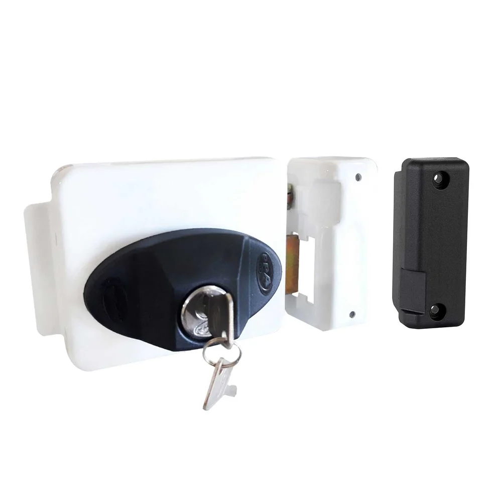 Imagem 2 de 4 do produto Kit Fechadura Traver 90 62mm Portão Social Aciona Por Controle Remoto