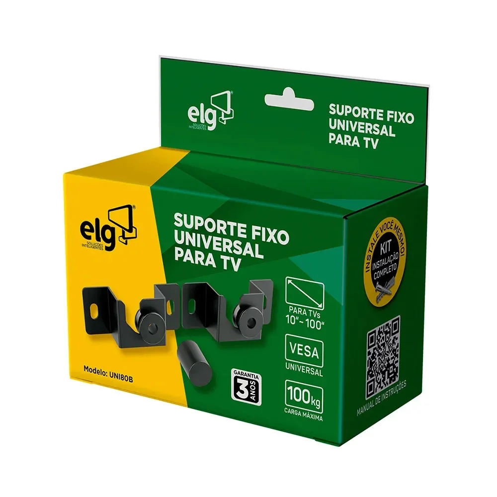 Imagem 2 de 5 do produto Suporte Tv Universal Fixo Elg Uni88b 10 A 100 Pol Até 100kg Preto