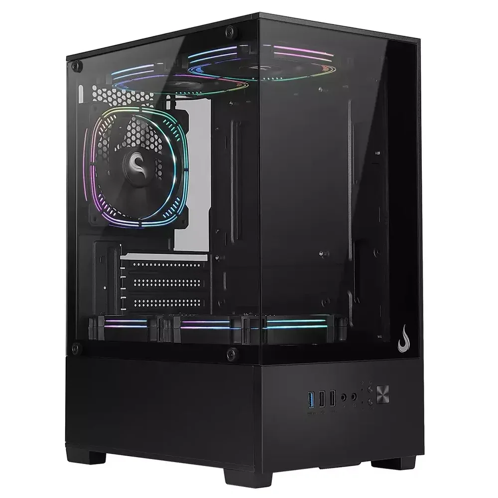 Gabinete Gamer Rise Mode  Prisma Glass 01 Black S/ Fans - Rm-ca-prs-01-fb