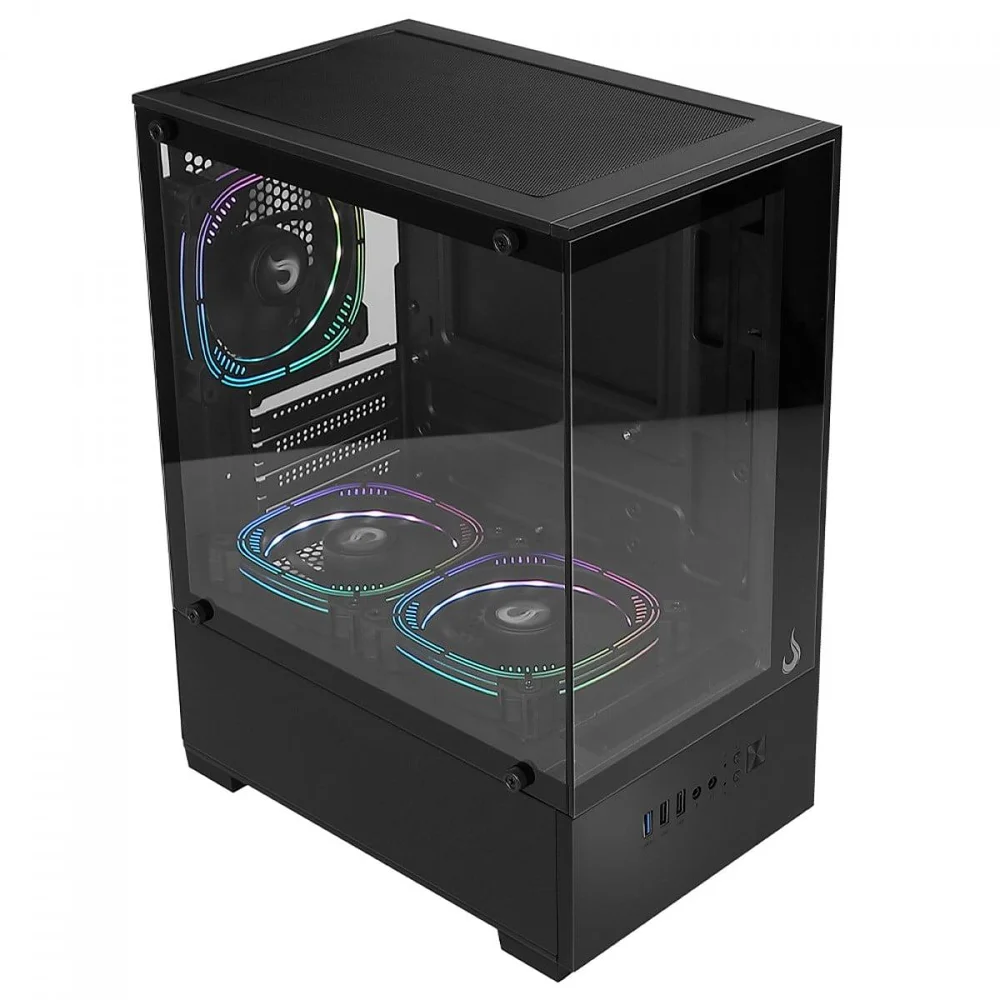Imagem 2 de 5 do produto Gabinete Gamer Rise Mode Prisma Glass 01, Mid Tower, Vidro Temperado, Matx, Sem Fonte, Sem Fan, Preto, Rm-ca-prs-01-fb
