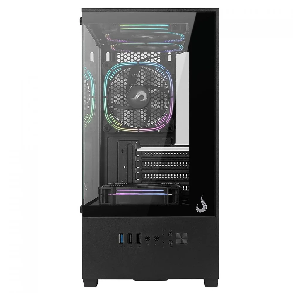 Imagem 3 de 5 do produto Gabinete Gamer Rise Mode Prisma Glass 01, Mid Tower, Vidro Temperado, Matx, Sem Fonte, Sem Fan, Preto, Rm-ca-prs-01-fb