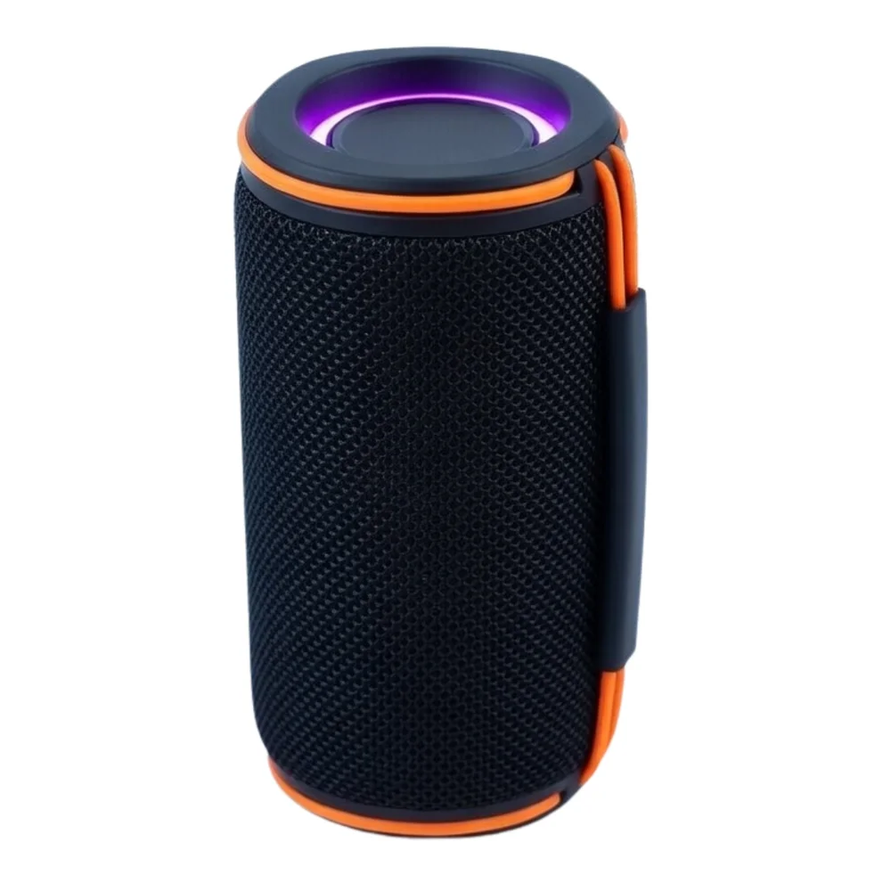 Caixa De Som Portátil Com Bluetooth Iluminação Roxa Alça Caixa De Som Portátil Com Bluetooth Iluminação Roxa Alça