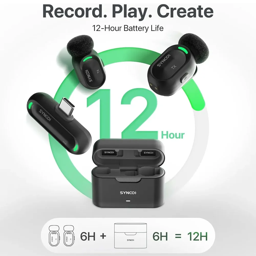 Imagem 3 de 5 do produto Microfone Sem Fio Synco Smic-c Usb-c Lapela Celular Vlog