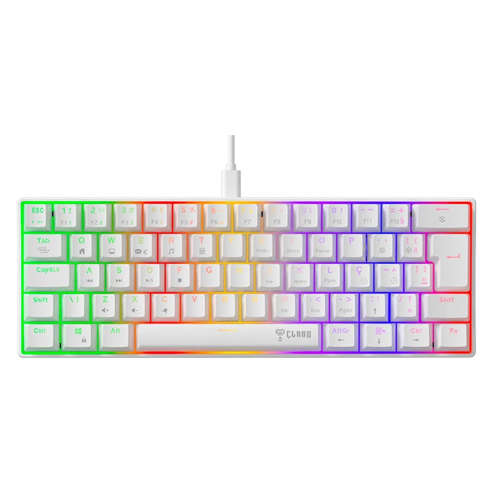 Teclado Mecânico Branco RGB 60% Gamer Switch Brown Jogos Tkl Snow Walker V2 Clanm Teclado Mecânico Branco RGB 60% Gamer Switch Brown Jogos Tkl Snow Walker V2 Clanm