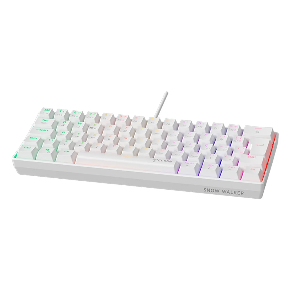 Teclado Mecânico Branco RGB 60% Gamer Switch Brown Jogos Tkl Snow Walker V2 Clanm Teclado Mecânico Branco RGB 60% Gamer Switch Brown Jogos Tkl Snow Walker V2 Clanm