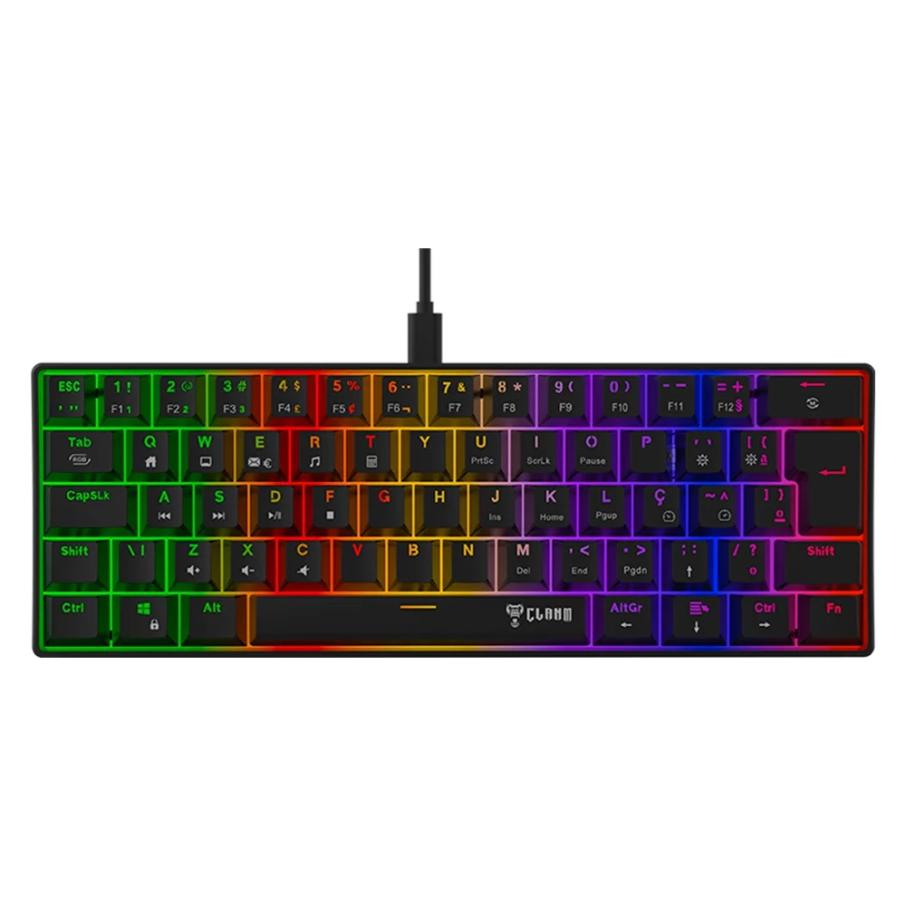 Imagem 5 de 5 do produto Teclado Mecânico RGB 60% Gamer Jogos Switch Brown Tkl Night Walker V2 Clanm