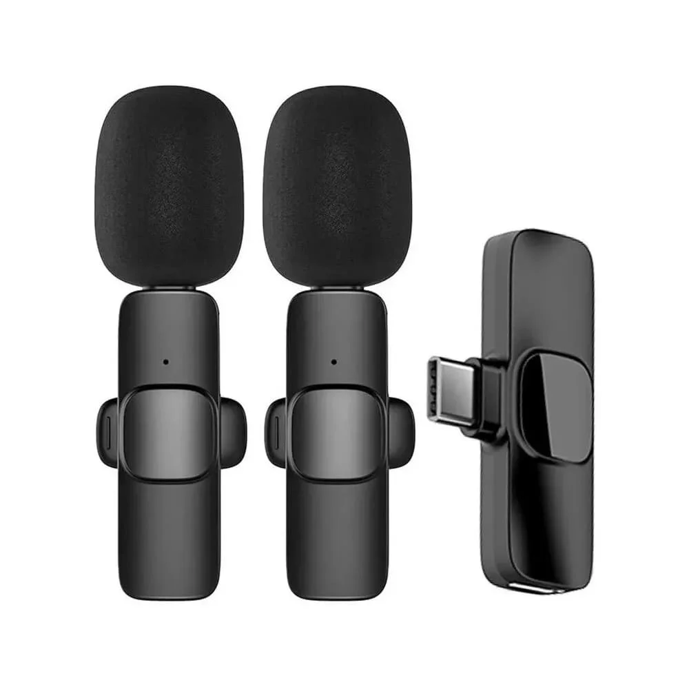 Microfone Lapela Usb-c Duplo S/fio - Preto - Un - Md9