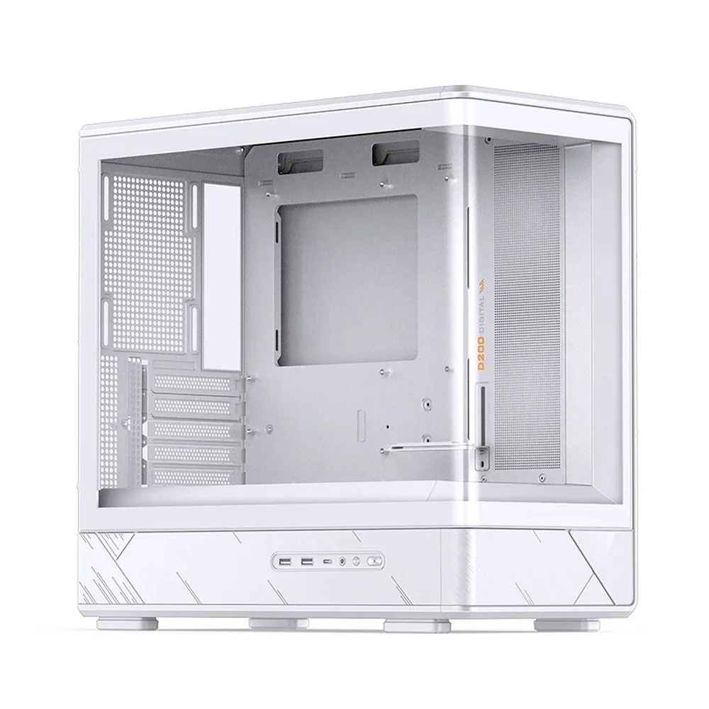 Gabinete Gamer Aquário Jonsbo D200 Branco Com Display Digital M-atx Usb-c