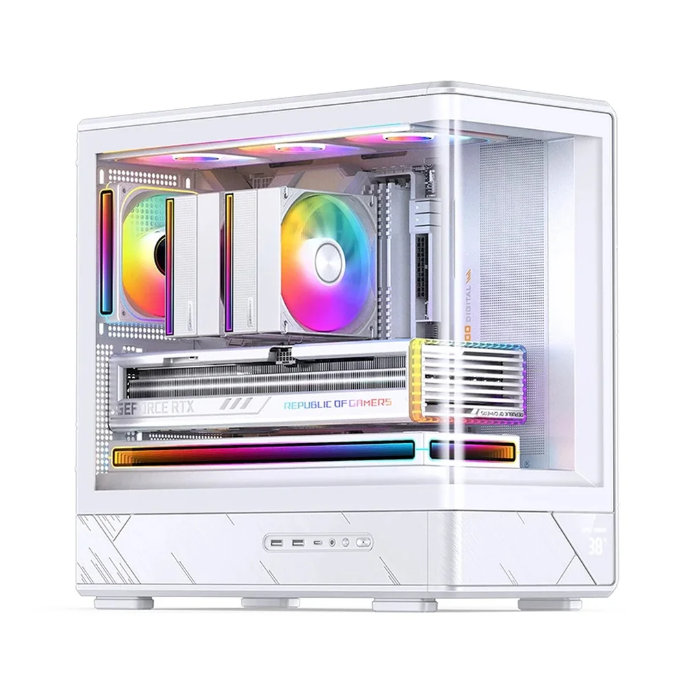 Imagem 4 de 5 do produto Gabinete Gamer Aquário Jonsbo D200 Branco Com Display Digital M-atx Usb-c