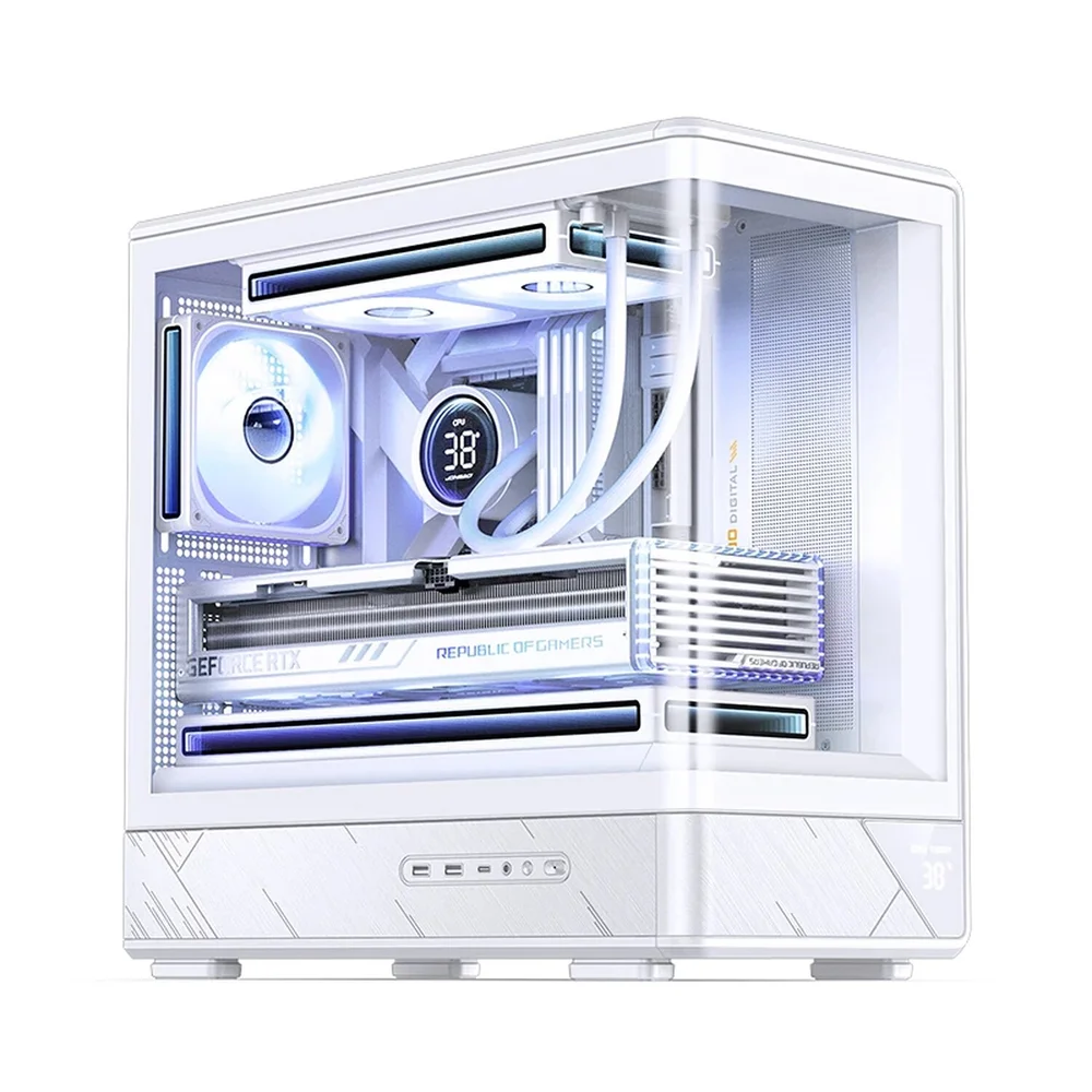 Imagem 5 de 5 do produto Gabinete Gamer Aquário Jonsbo D200 Branco Com Display Digital M-atx Usb-c