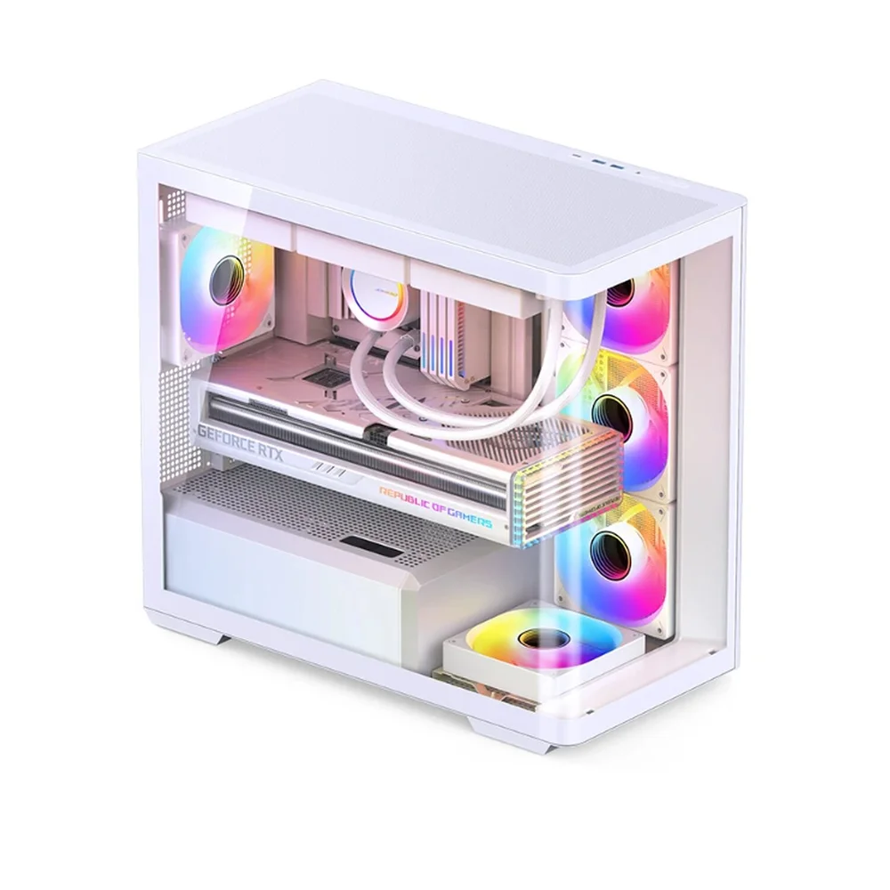 Imagem 3 de 5 do produto Gabinete Gamer Aquário Jonsbo D300 White M-atx Vidro Temperado Usb-c Branco