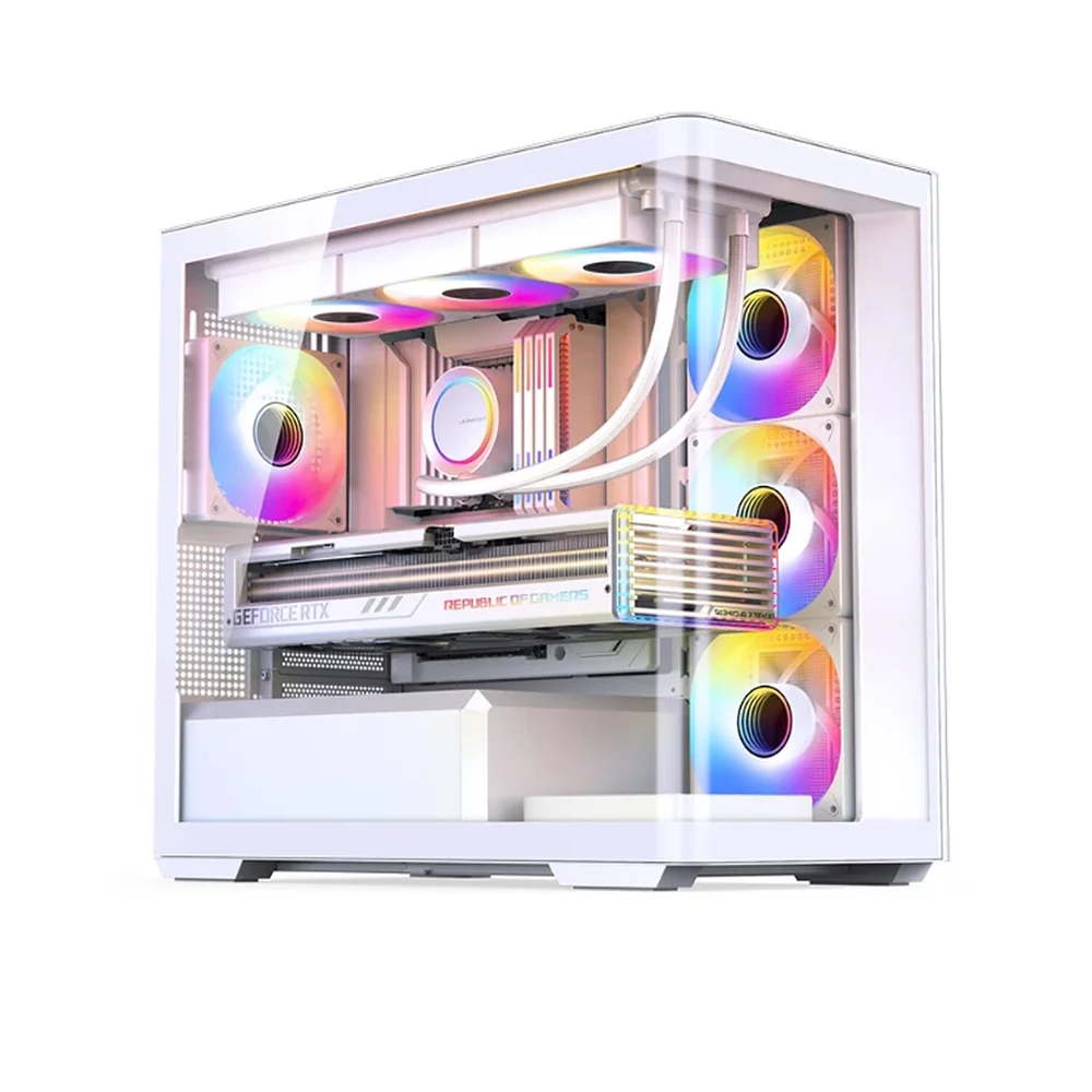 Imagem 4 de 5 do produto Gabinete Gamer Aquário Jonsbo D300 White M-atx Vidro Temperado Usb-c Branco