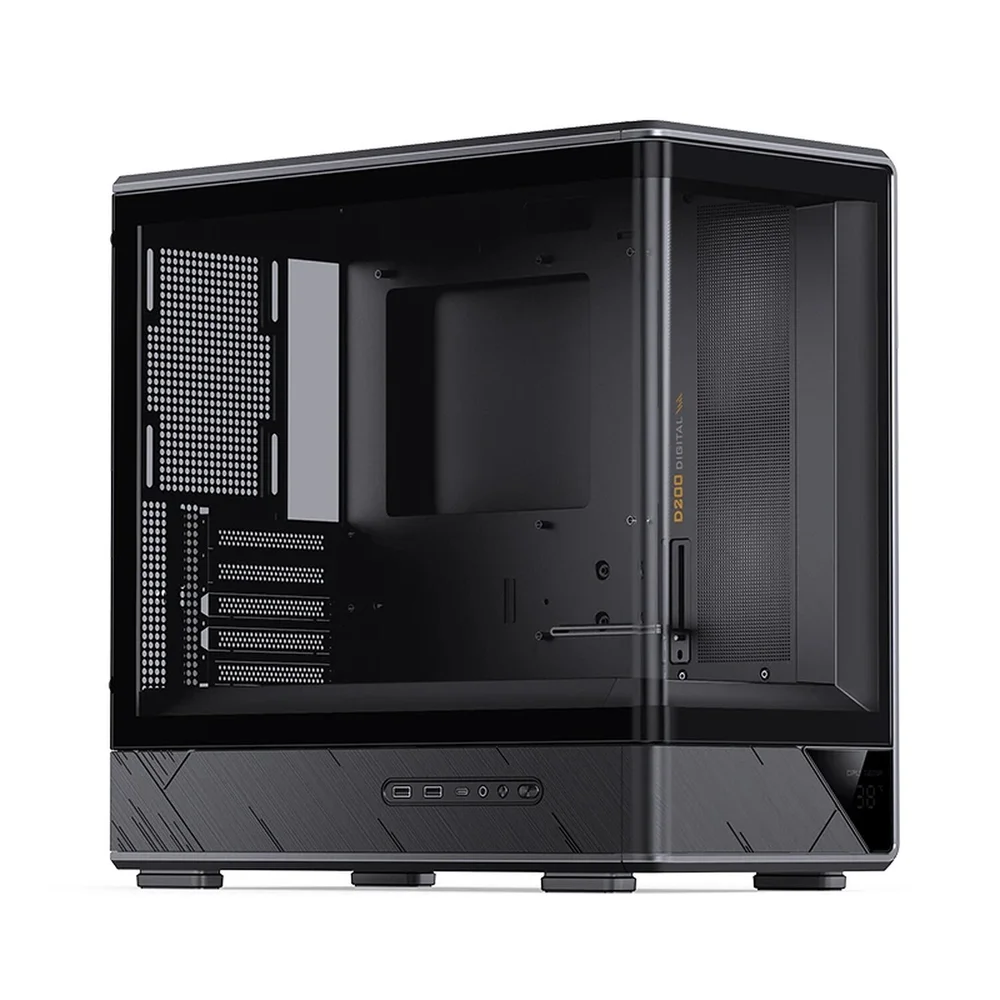 Gabinete Gamer Aquário Jonsbo D200 Preto Com Display Digital M-atx Usb-c