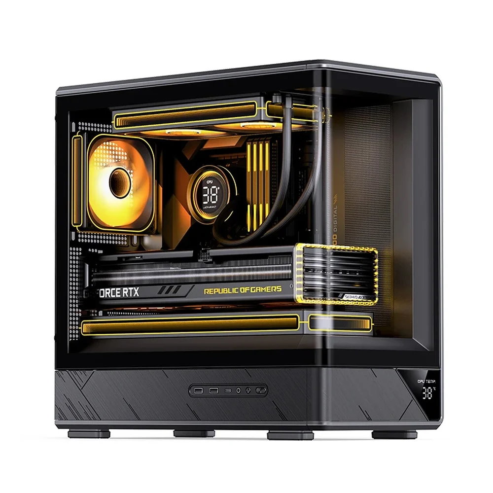 Imagem 2 de 5 do produto Gabinete Gamer Aquário Jonsbo D200 Preto Com Display Digital M-atx Usb-c