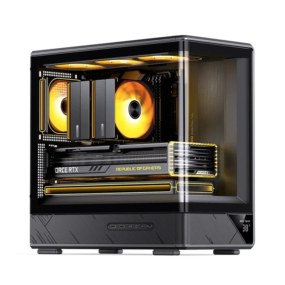 Imagem 4 de 5 do produto Gabinete Gamer Aquário Jonsbo D200 Preto Com Display Digital M-atx Usb-c