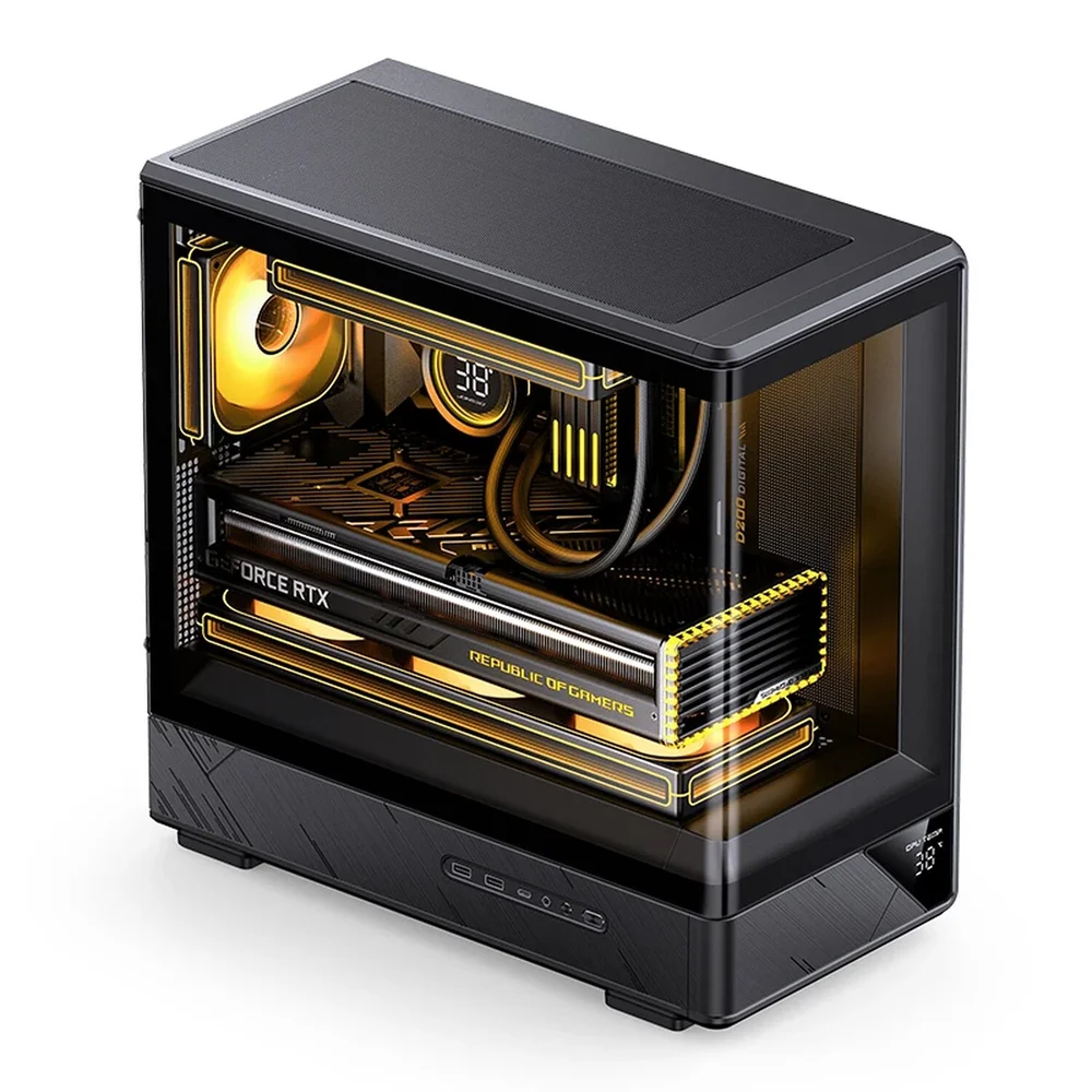 Imagem 5 de 5 do produto Gabinete Gamer Aquário Jonsbo D200 Preto Com Display Digital M-atx Usb-c