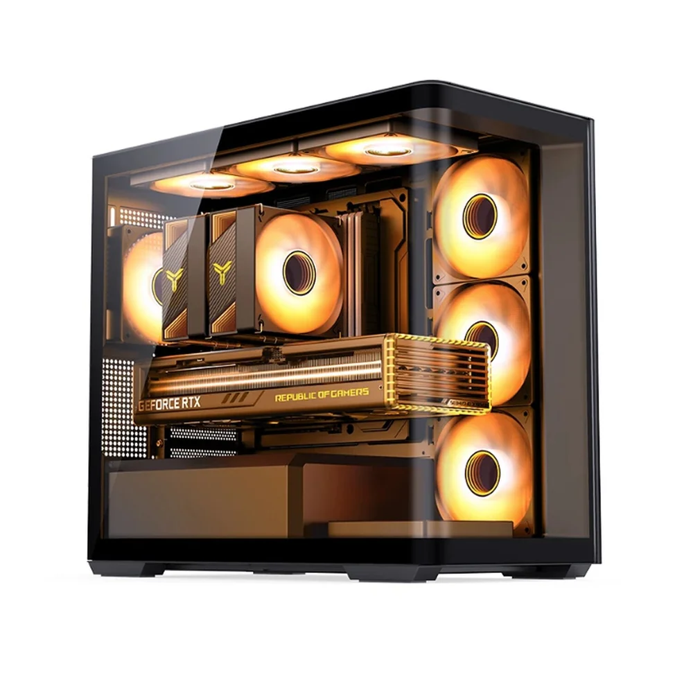 Imagem 2 de 5 do produto Gabinete Gamer Aquário Jonsbo D300 Black M-atx Vidro Temperado Usb-c Preto