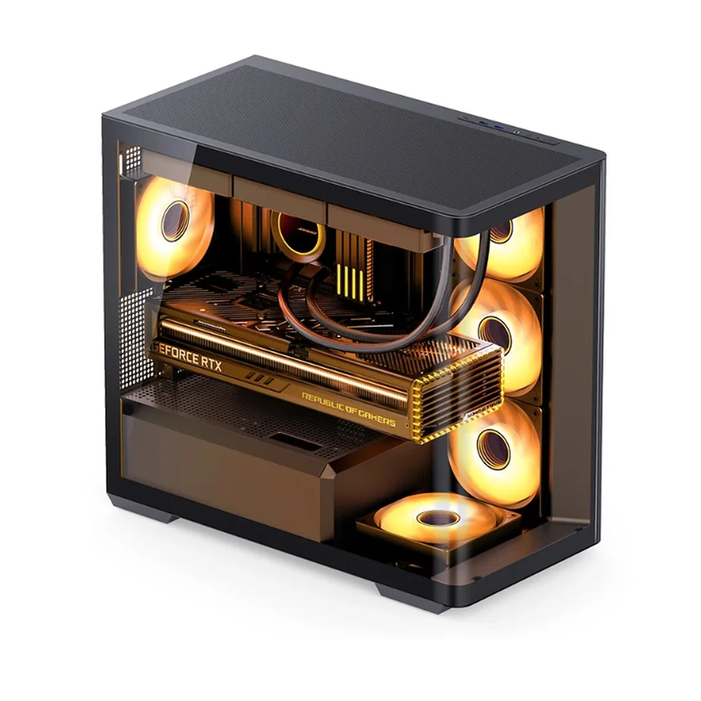 Imagem 3 de 5 do produto Gabinete Gamer Aquário Jonsbo D300 Black M-atx Vidro Temperado Usb-c Preto