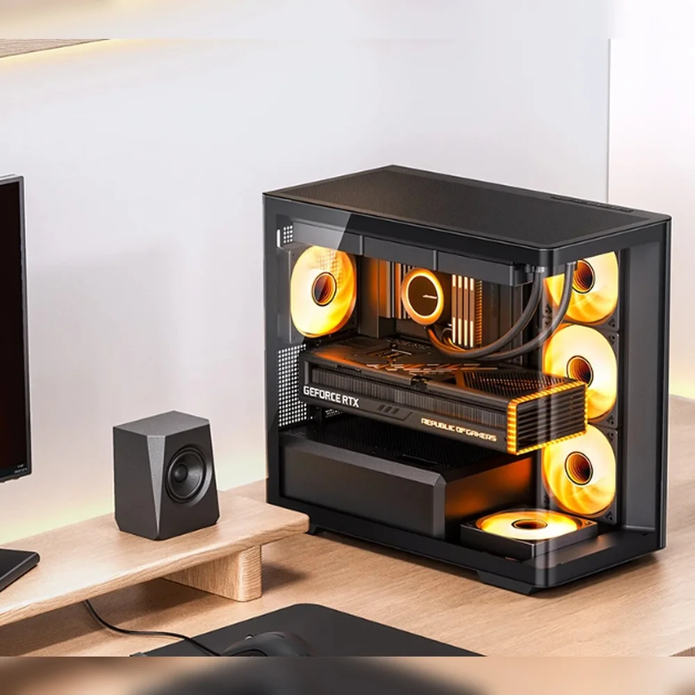 Imagem 5 de 5 do produto Gabinete Gamer Aquário Jonsbo D300 Black M-atx Vidro Temperado Usb-c Preto