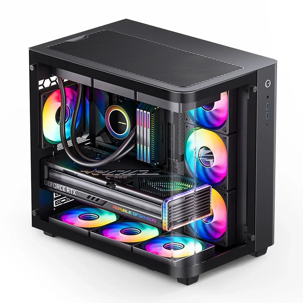 Imagem 3 de 5 do produto Gabinete Gamer Premium Jonsbo Tk-3 Black Aquário Vidro Curvo Atx Usb-c Preto
