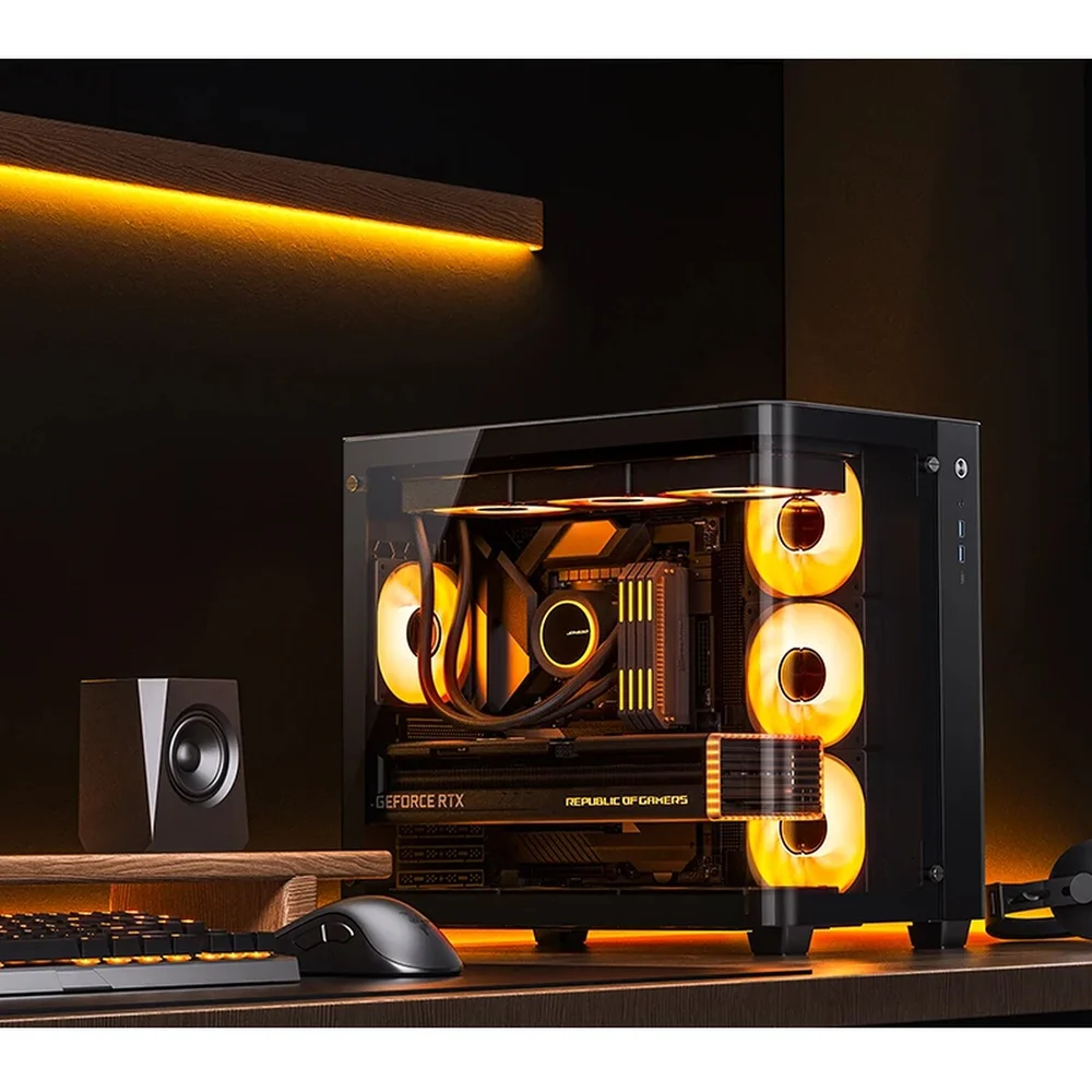 Imagem 4 de 5 do produto Gabinete Gamer Premium Jonsbo Tk-3 Black Aquário Vidro Curvo Atx Usb-c Preto